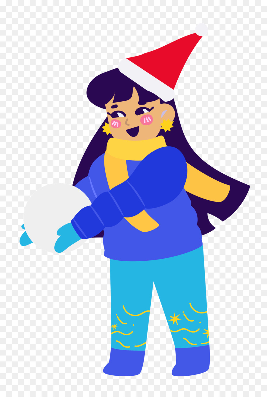 Chica Con Bola De Nieve，Invierno PNG