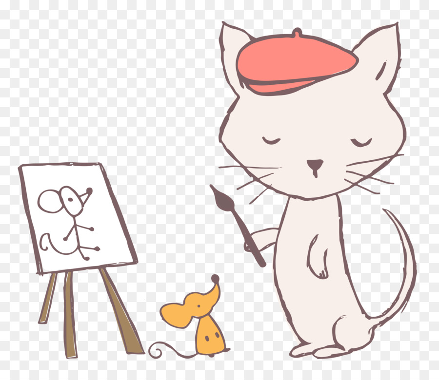 Artista Gato，Dibujo PNG