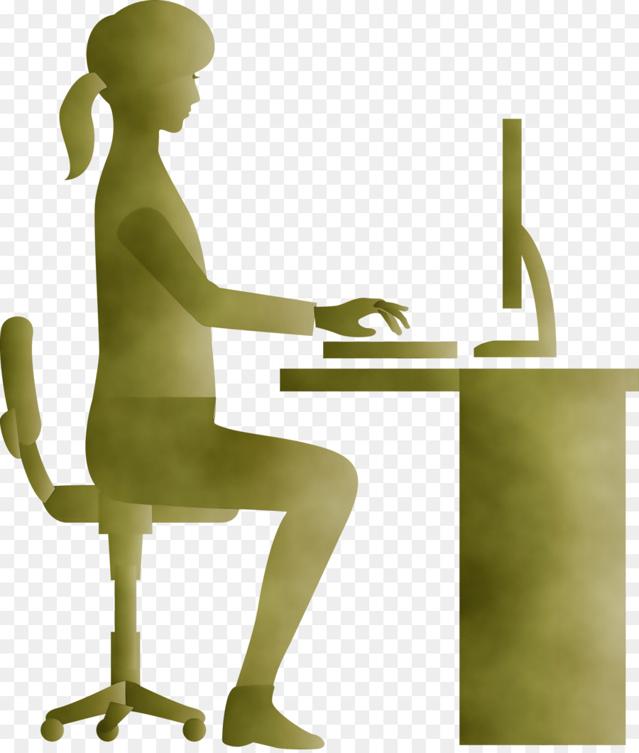 Mujer En El Escritorio，Computadora PNG