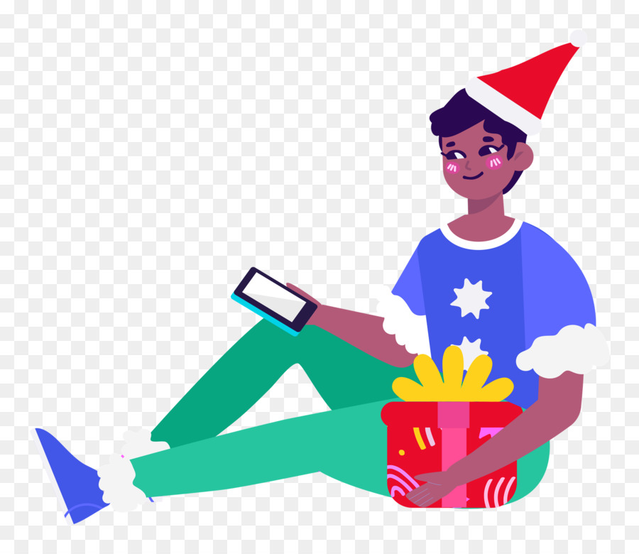 Hombre Con Regalo，Navidad PNG