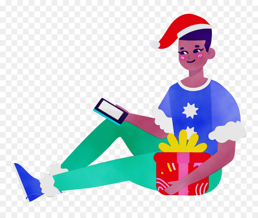 Hombre Con Regalo，Navidad PNG