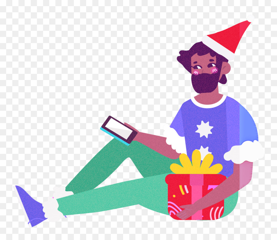 Hombre Con Regalo，Navidad PNG