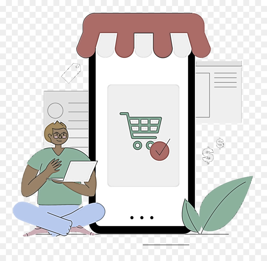 Ilustración De Compras En Línea，Mujer PNG