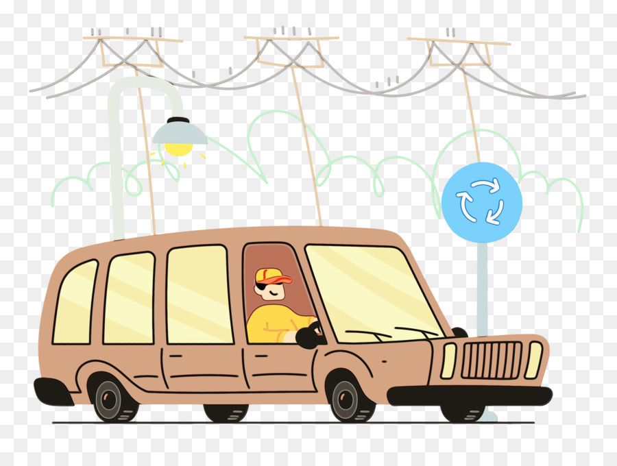 Coche Con Conductor，Dibujos Animados PNG