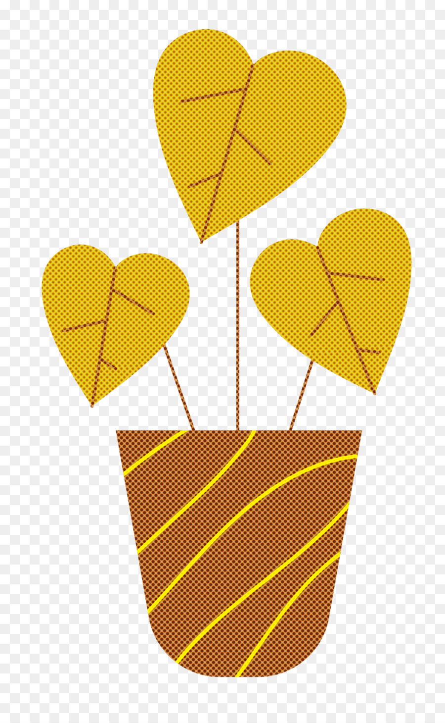 Hojas De Corazón Amarillo，Olla PNG