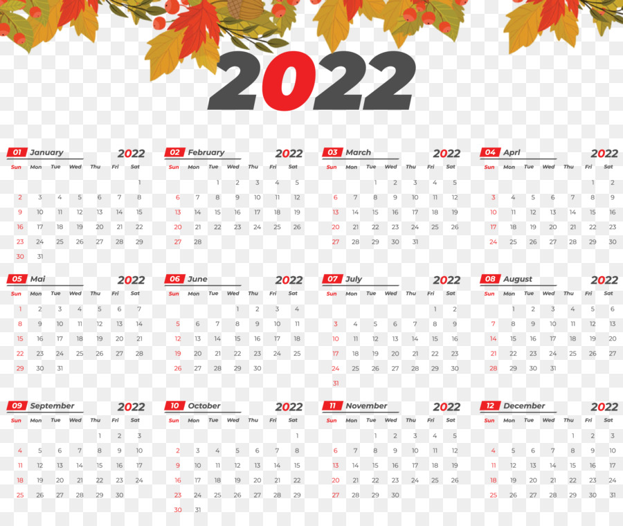 Calendario 2022，Fechas PNG