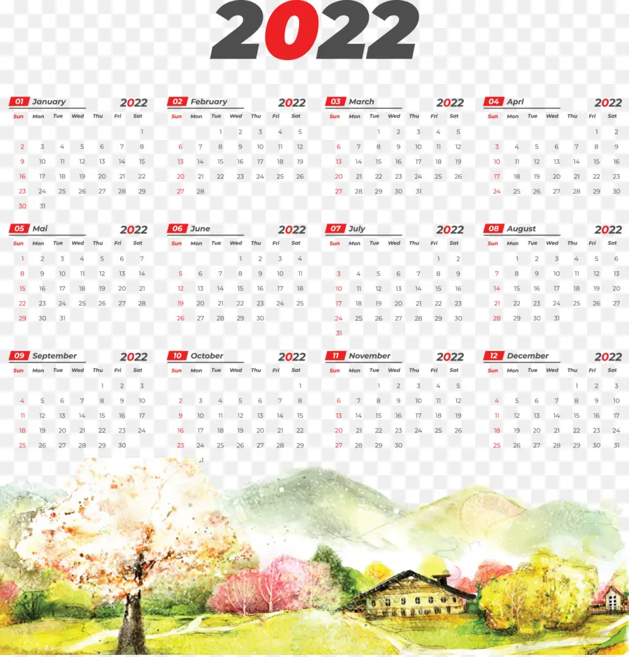 Calendario 2022，2022 PNG