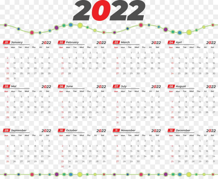 Calendario 2022，Año PNG