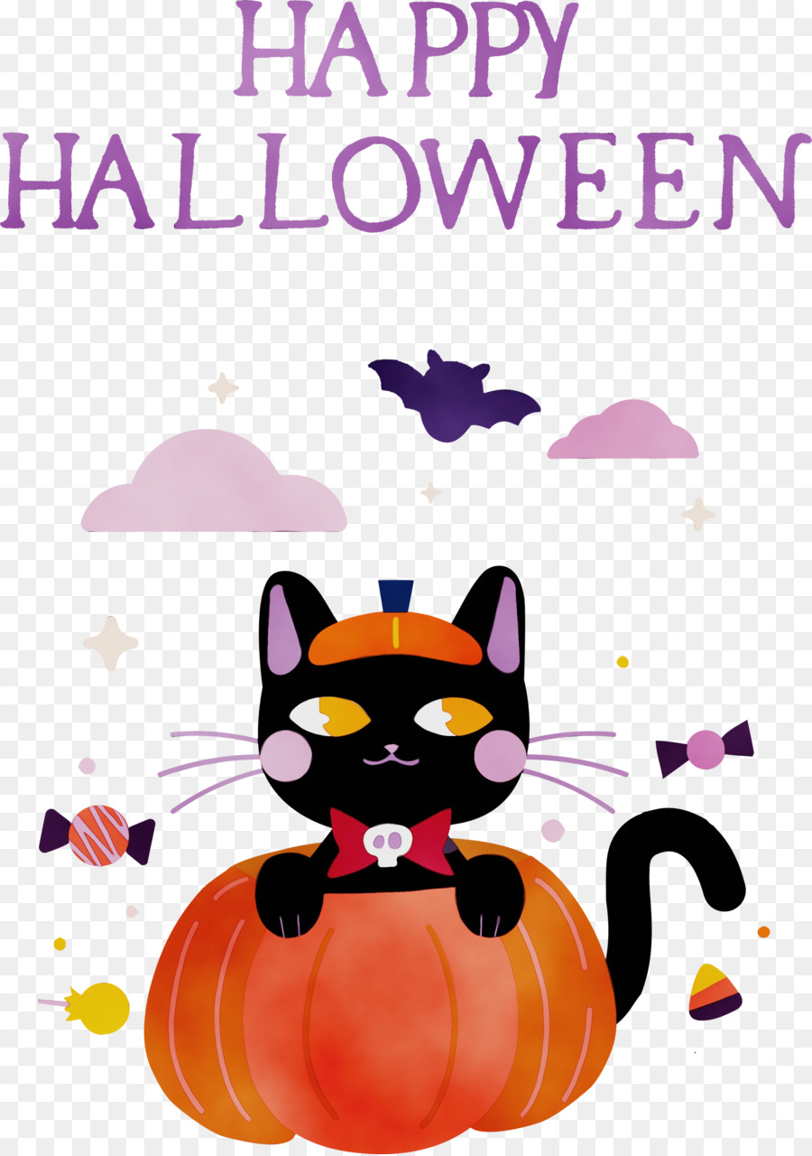 Gato De Halloween，Calabaza PNG