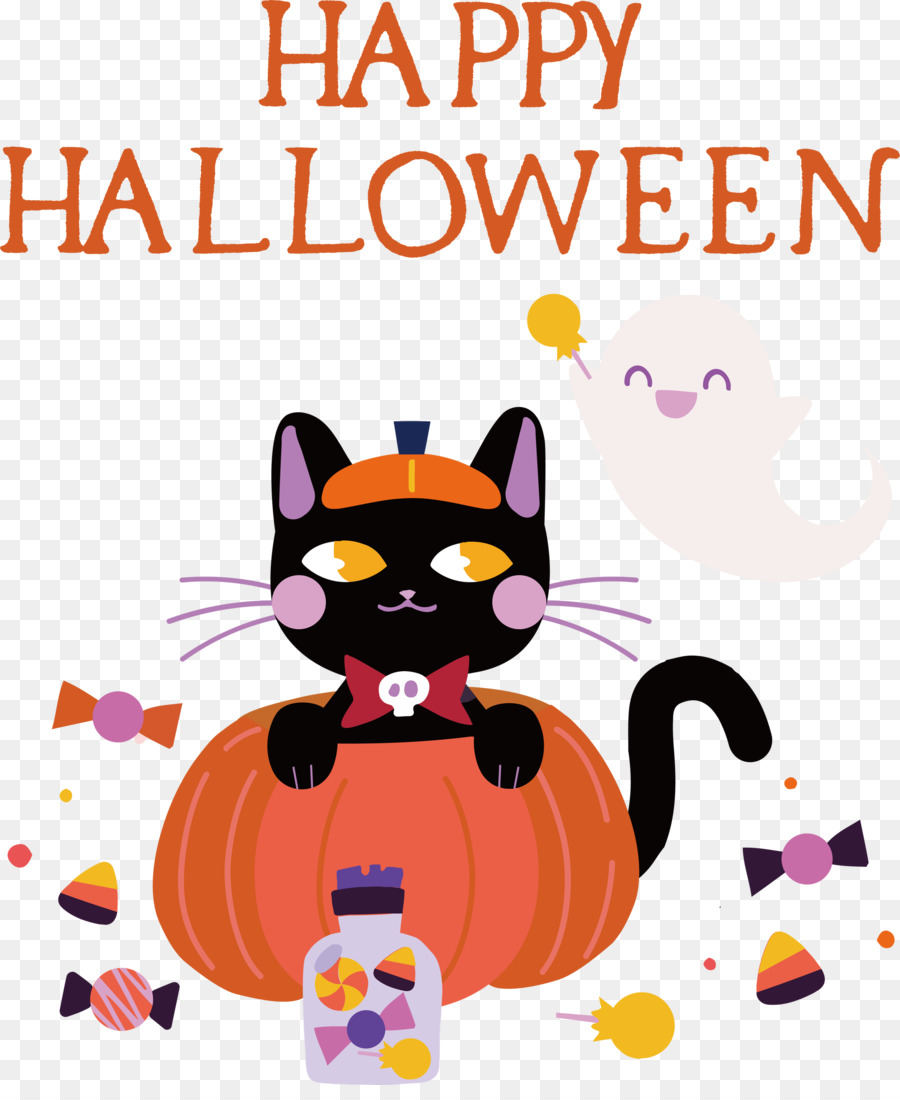 Gato De Halloween，Calabaza PNG