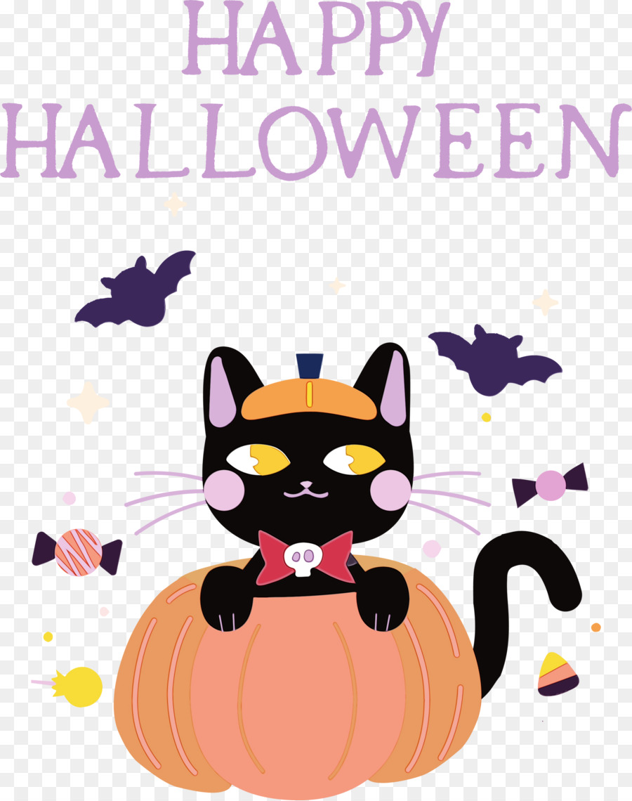 Gato De Halloween，Calabaza PNG