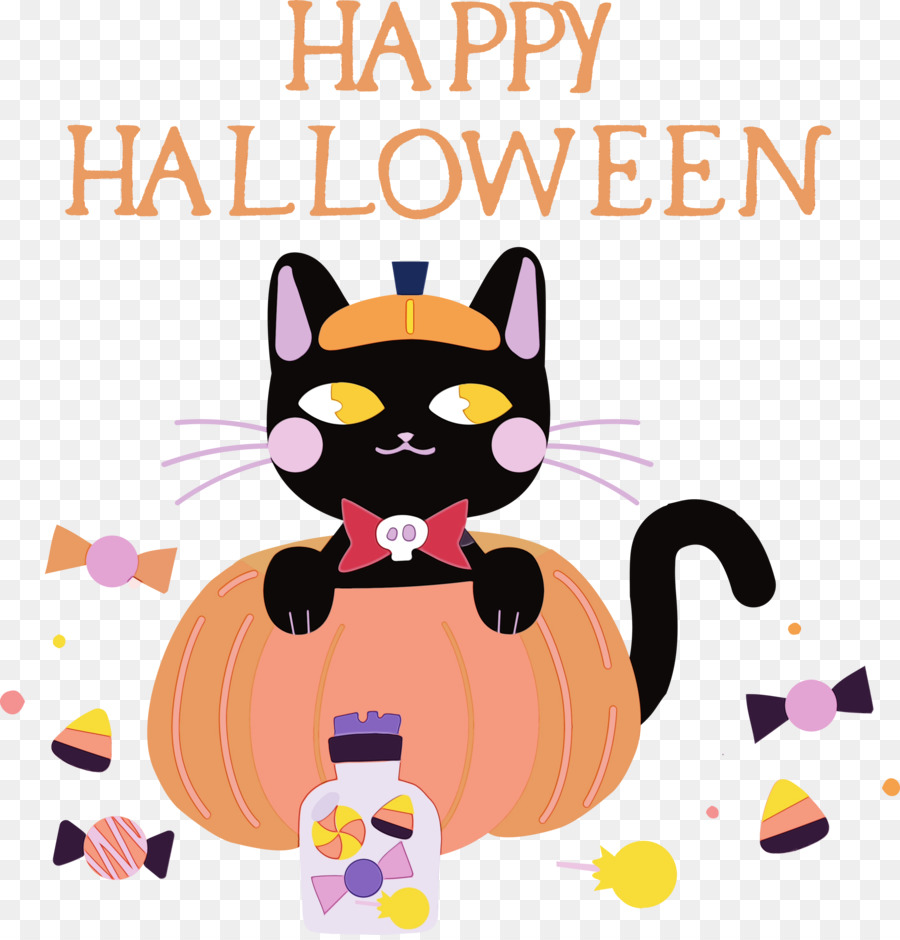 Gato De Halloween，Calabaza PNG