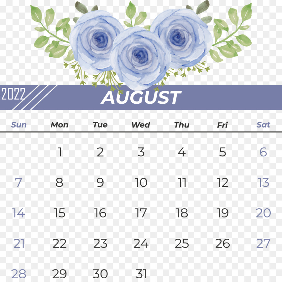 Calendario Agosto 2022，Fechas PNG