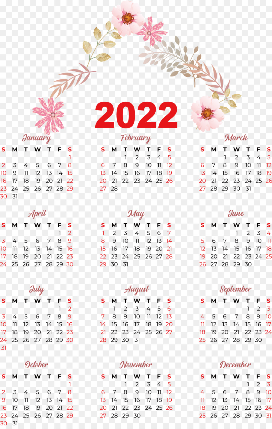 Calendario 2022，Fechas PNG