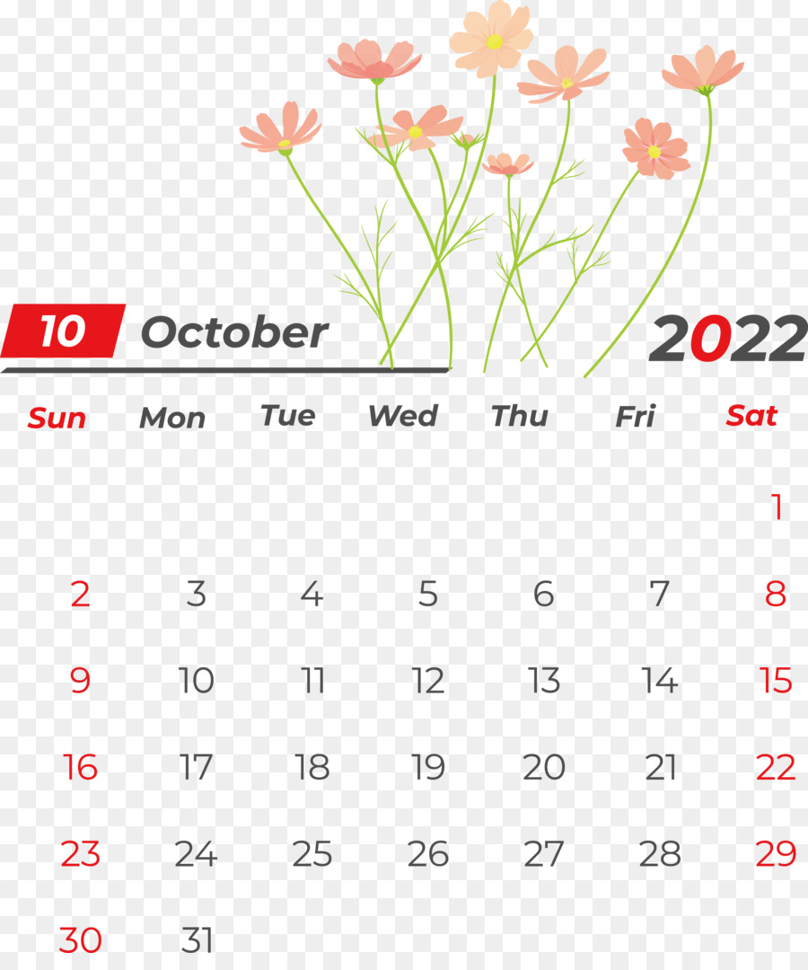 Calendario，Octubre PNG