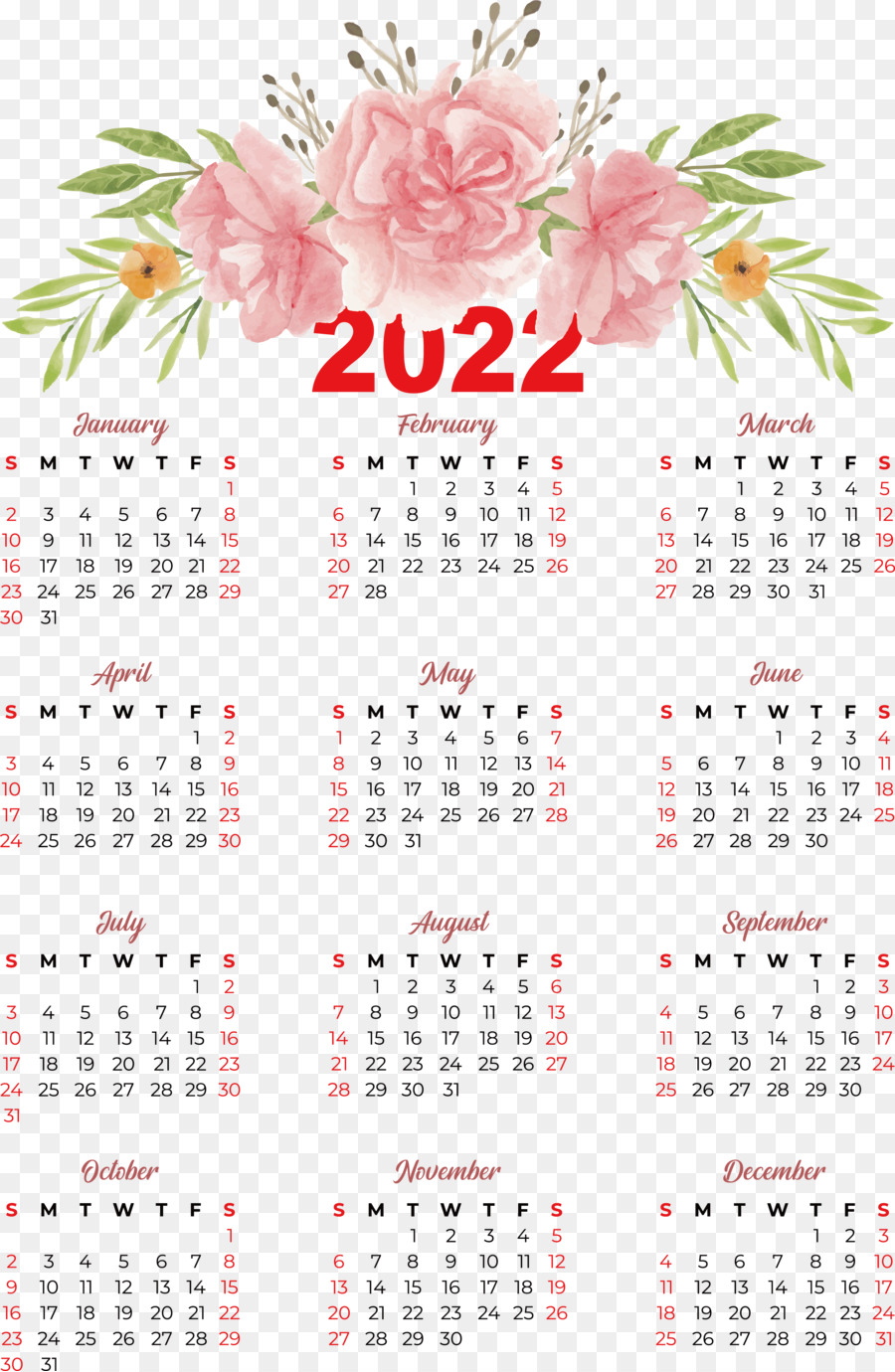 Calendario 2022，Fechas PNG