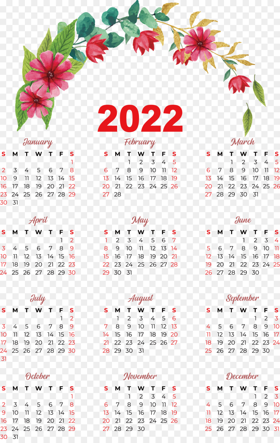 Calendario 2024，Año PNG