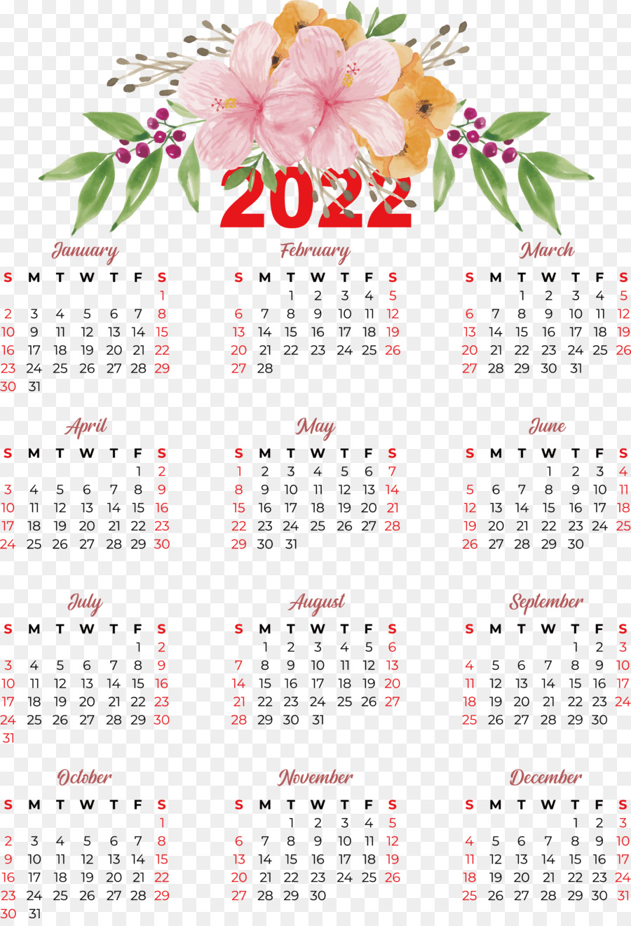 Calendario 2022，Fechas PNG