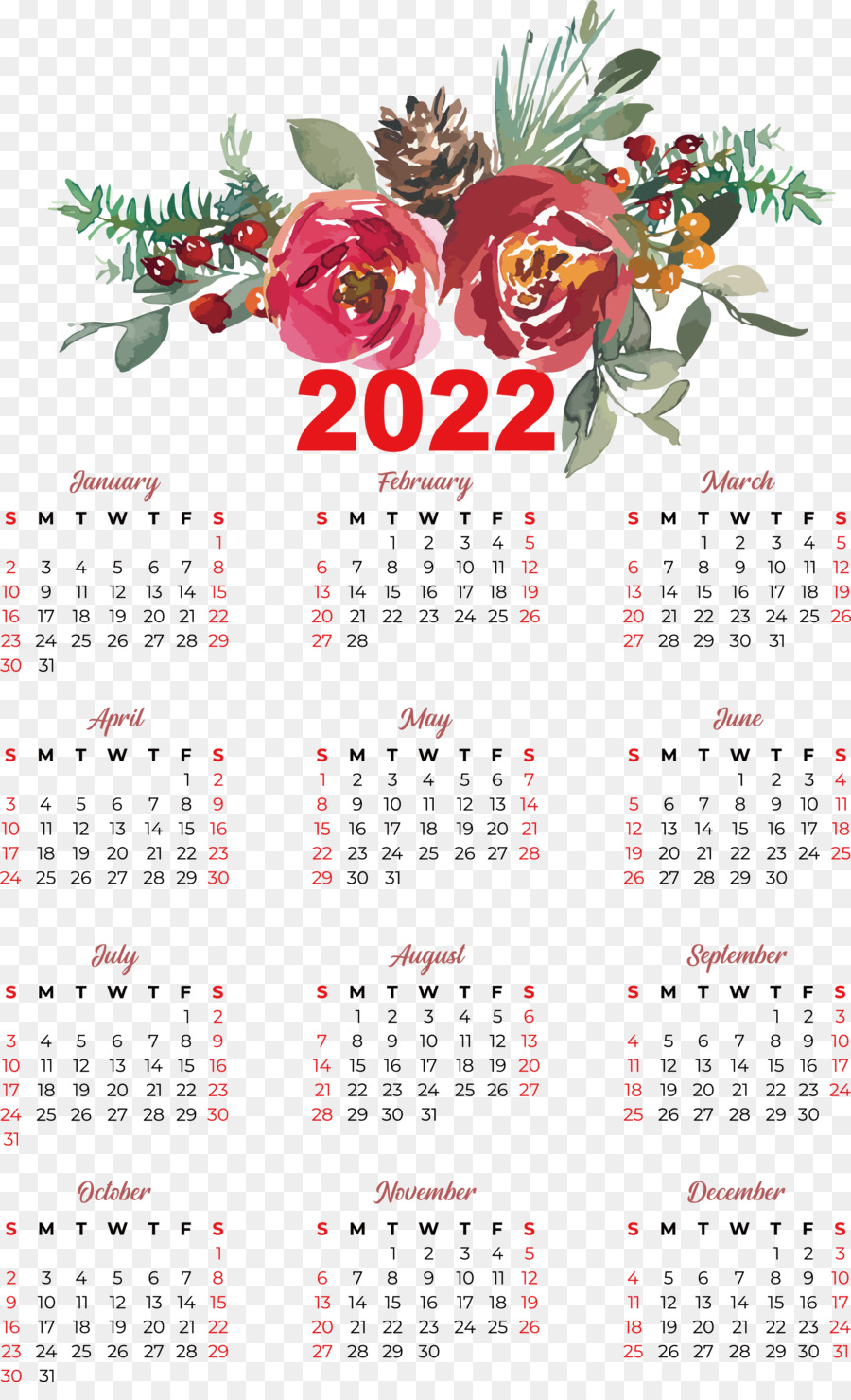 Calendario 2022，Fechas PNG