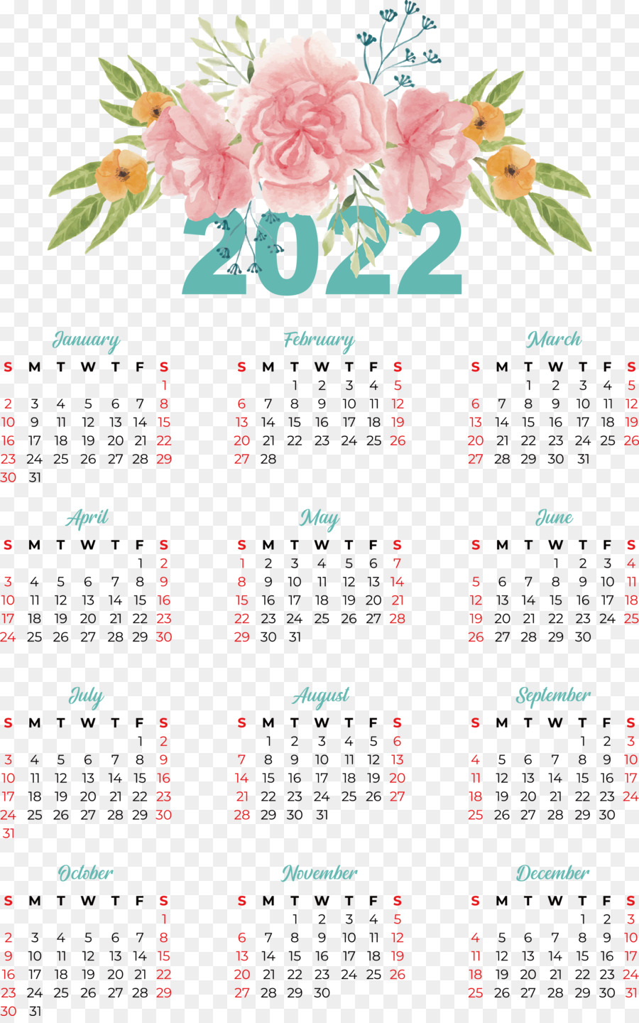 Calendario 2022，Fechas PNG