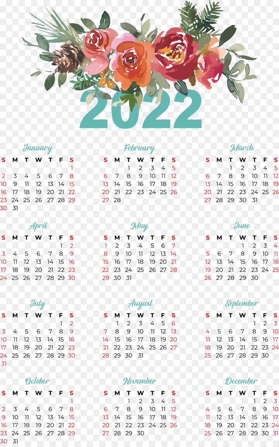 Calendario 2022，Fechas PNG