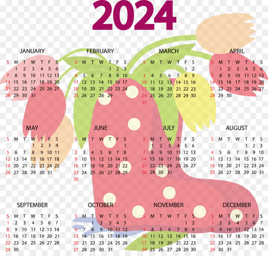 Calendario 2024，Conejito PNG