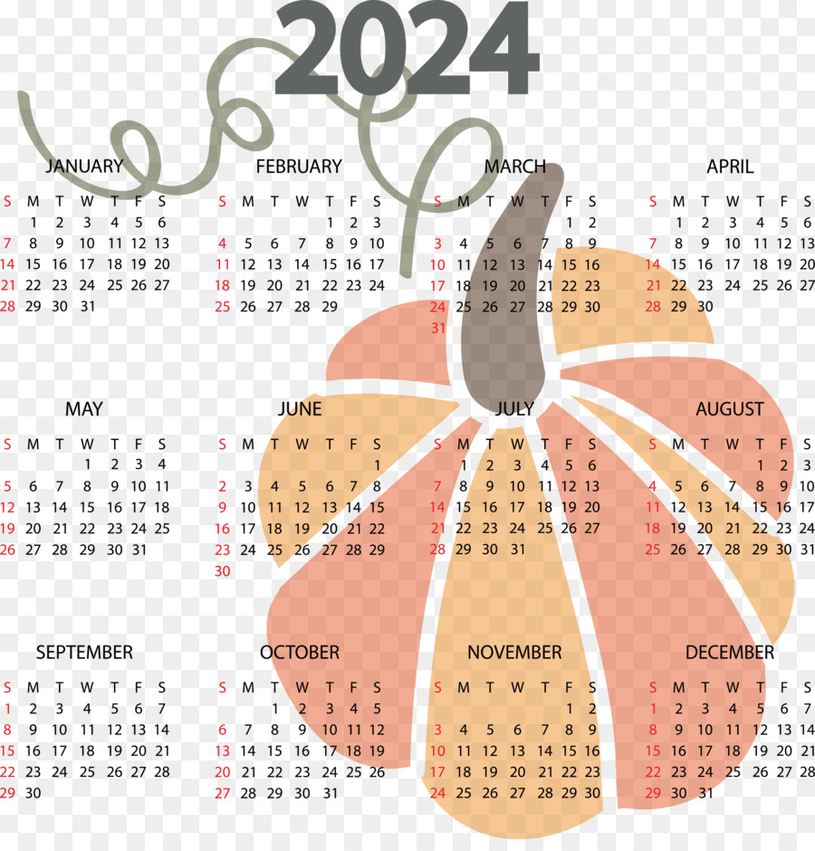 Calendario 2024，Año PNG