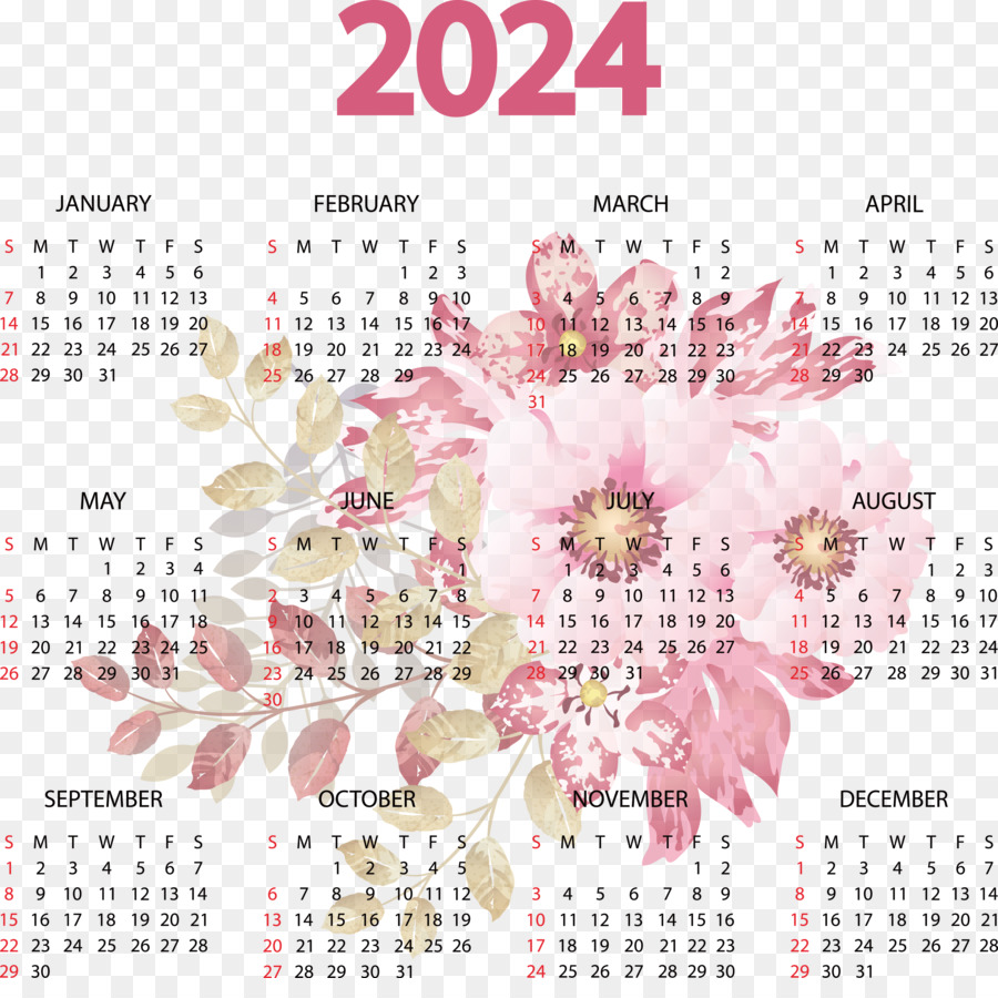 Calendario 2024，Año PNG