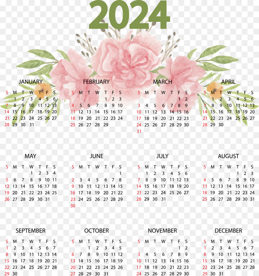 Calendario 2024，Año PNG