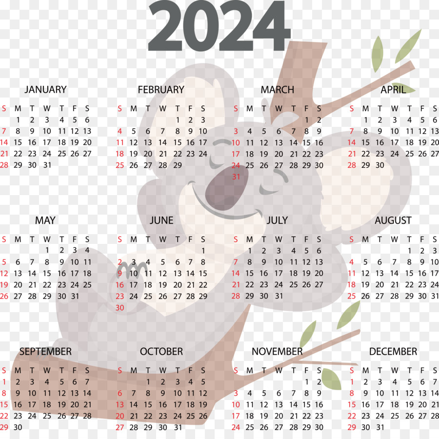 Calendario 2024，Conejito PNG