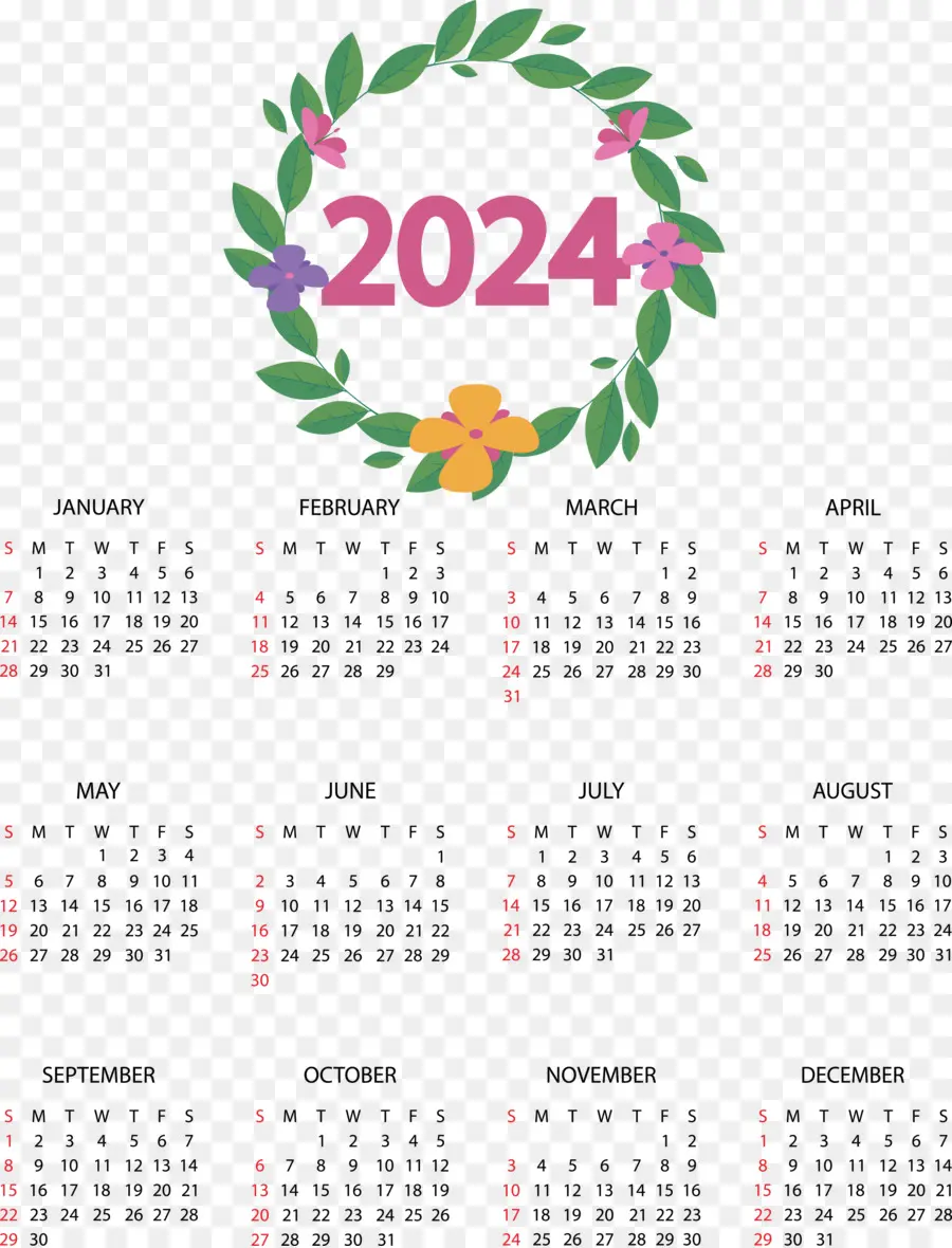 Calendario 2024，Fechas PNG