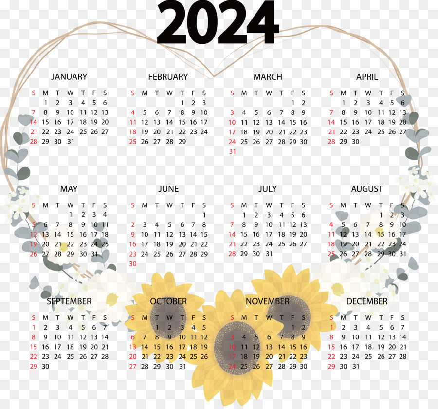 Calendario 2024，Año PNG