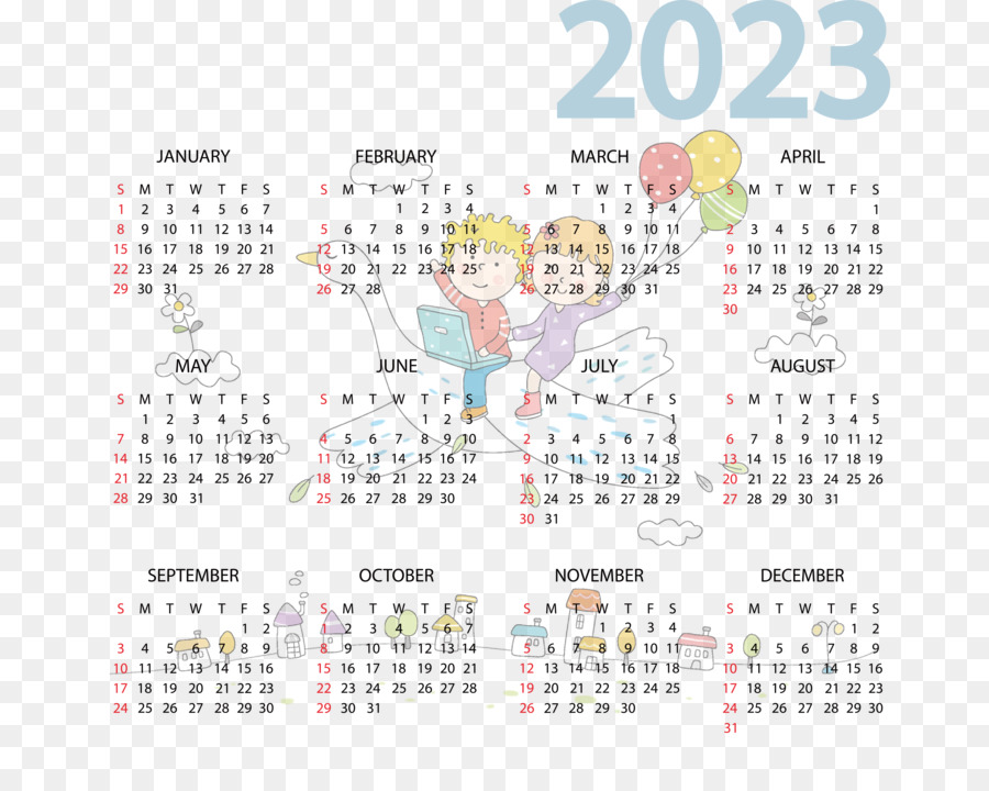 Calendario 2023，Meses PNG