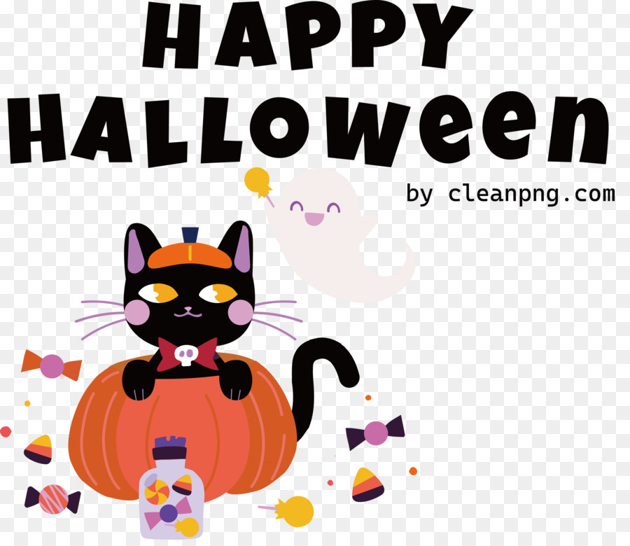 Gato De Halloween，Calabaza PNG