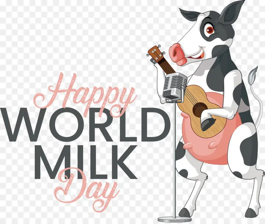 Día Mundial De La Leche，Vaca Con Guitarra PNG