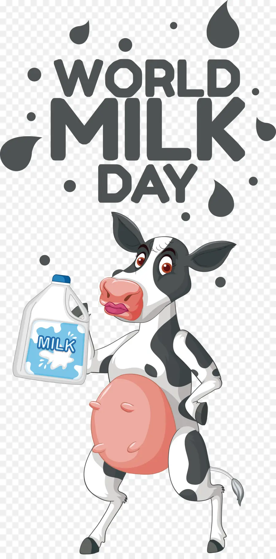 Día Mundial De La Leche，Vaca Con Jarra De Leche PNG