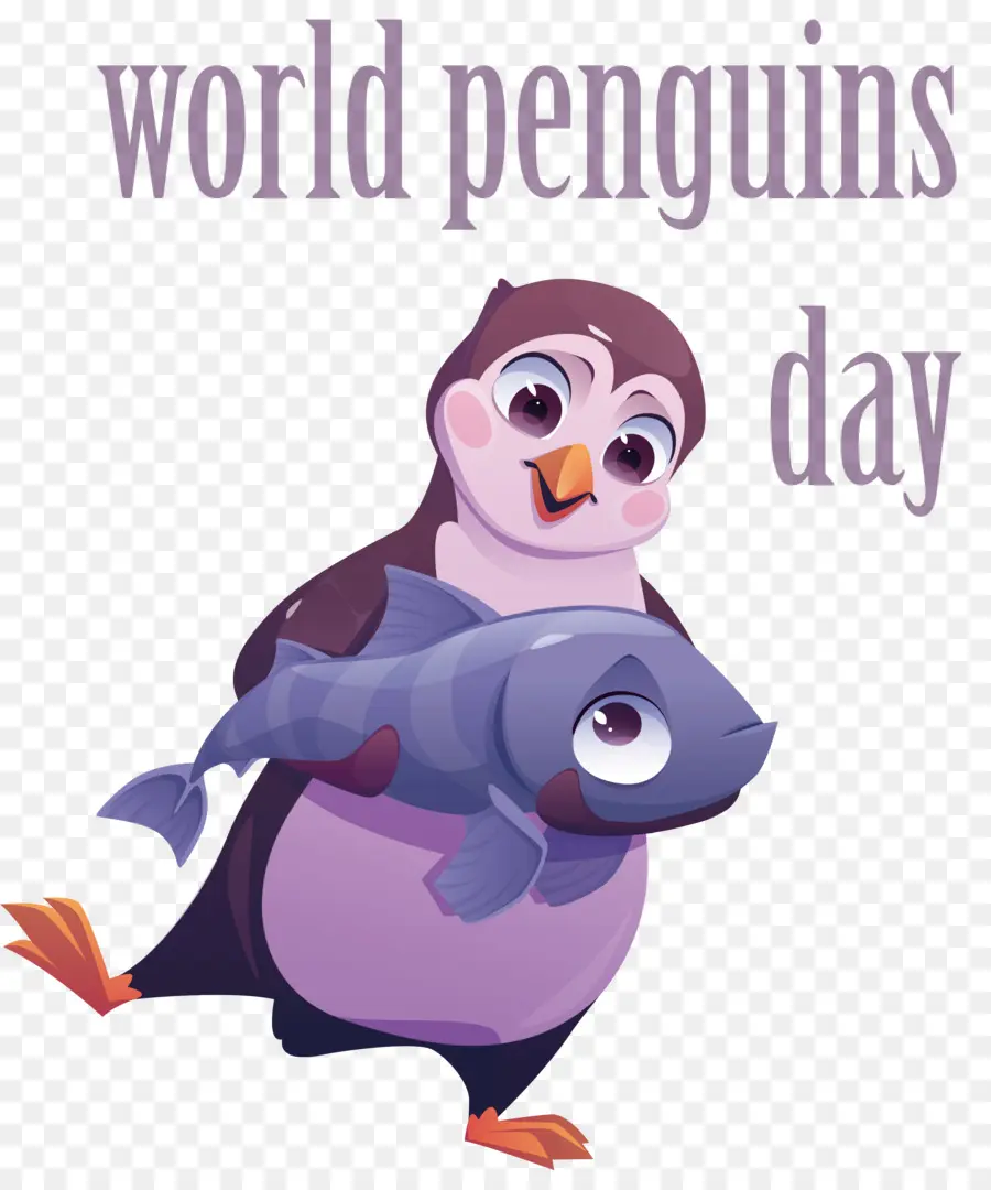 Día Mundial Del Pingüino，Pingüino Con Pescado PNG