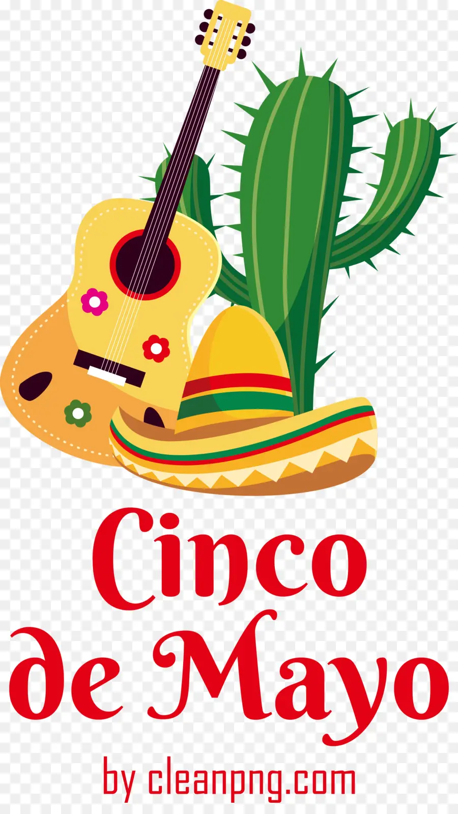 Cinco De Mayo，Guitarra Y Cactus PNG