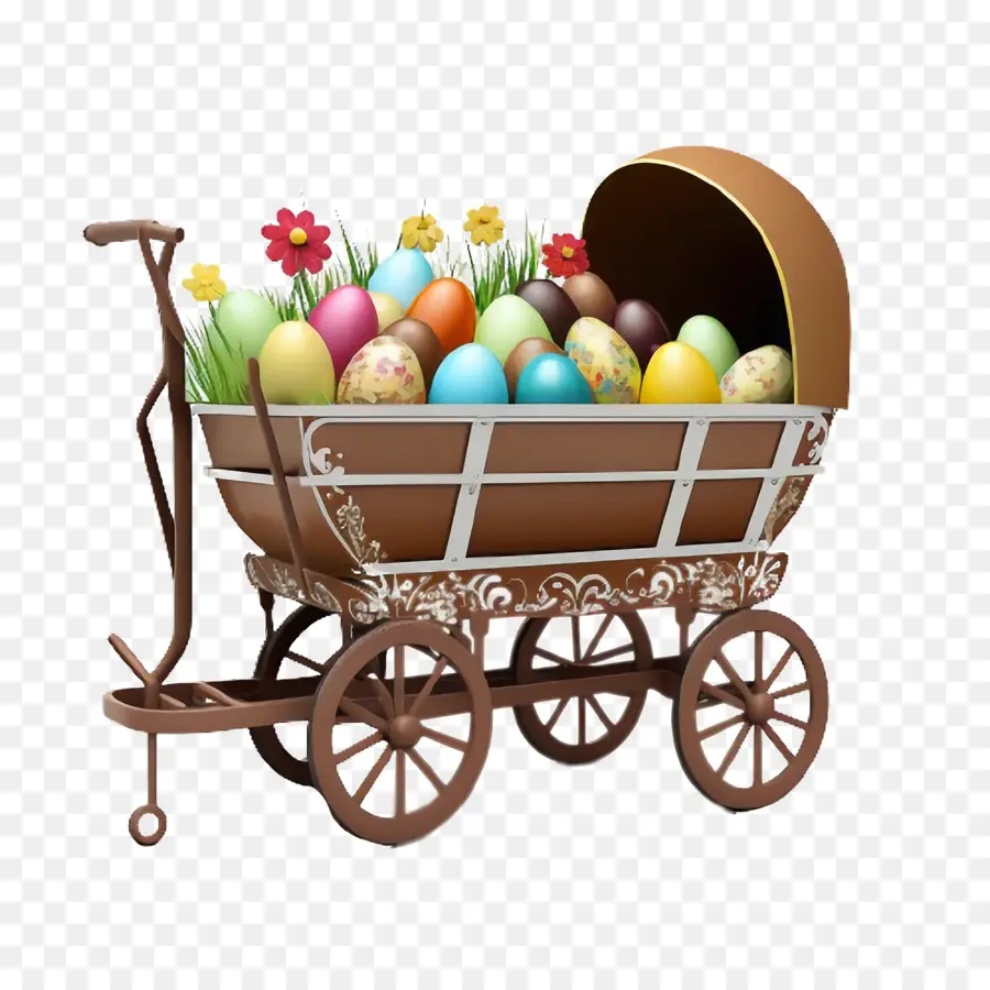 Carrito De Jardín，Los Huevos De Pascua PNG