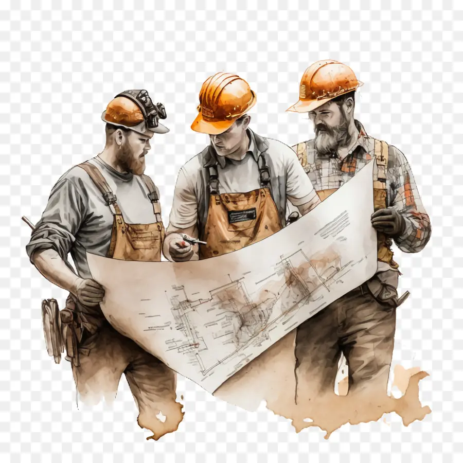 Tres Trabajadores De La Construcción，Ingenieros PNG