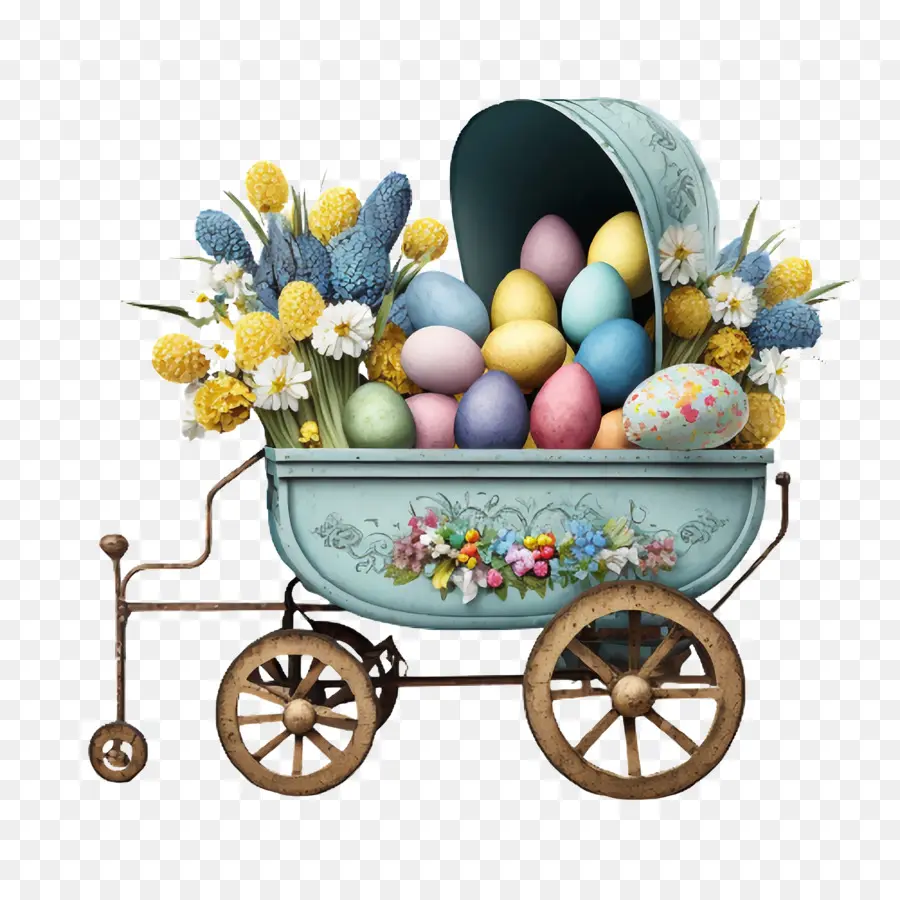 Carrito De Jardín，Los Huevos De Pascua PNG