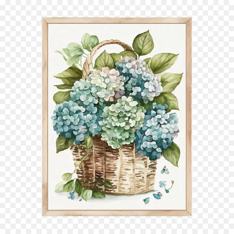 Hortensia De Acuarela，Hortensias En Canasta PNG