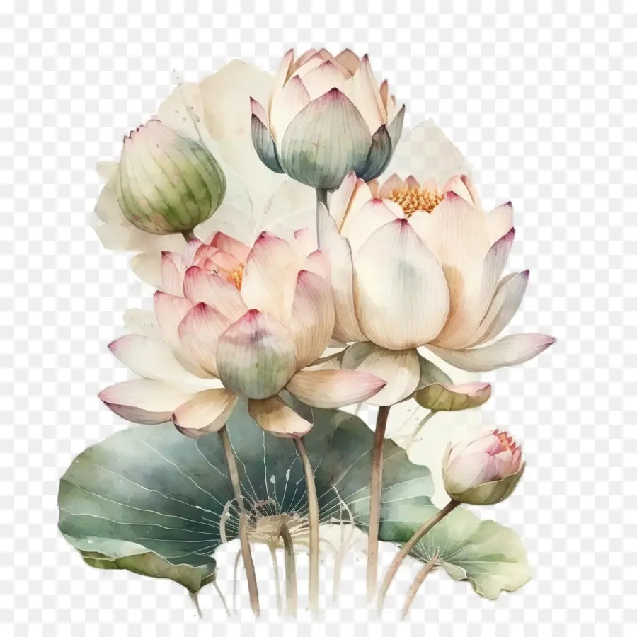 Acuarela De Lotus，Flor De Loto PNG