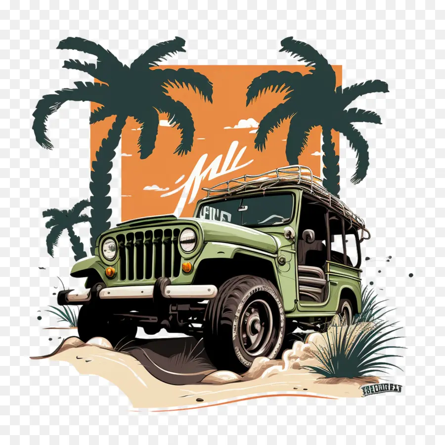 De Dibujos Animados De Jeep，Palma PNG