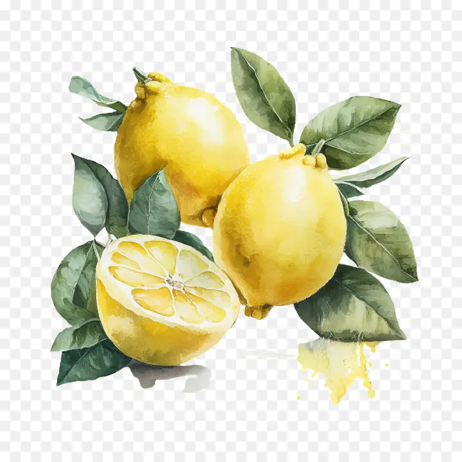 Limón Acuarela，Limon Amarillo PNG