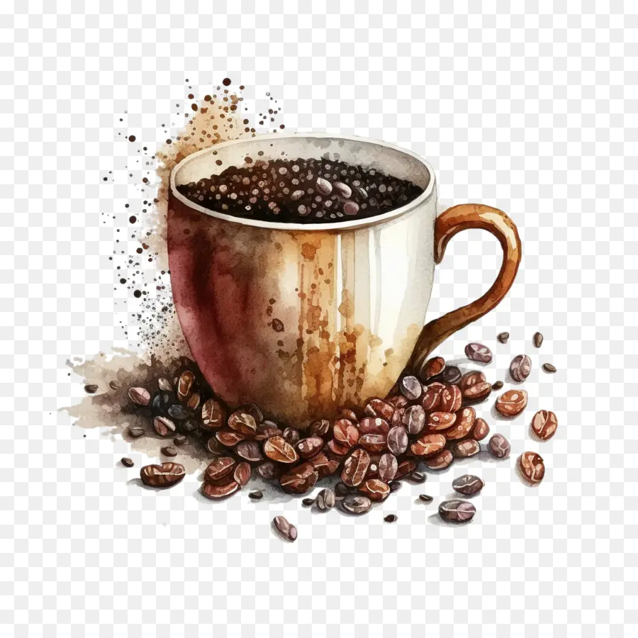 Los Granos De Café，Coffee Taza PNG