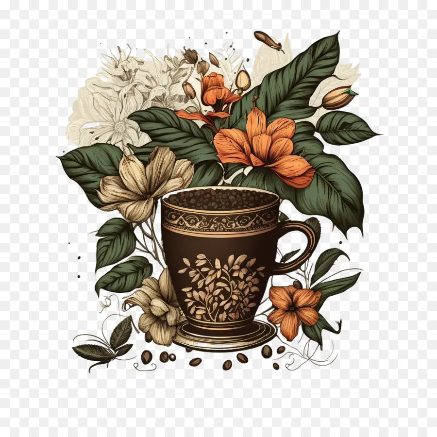 Taza De Café，Los Granos De Café PNG