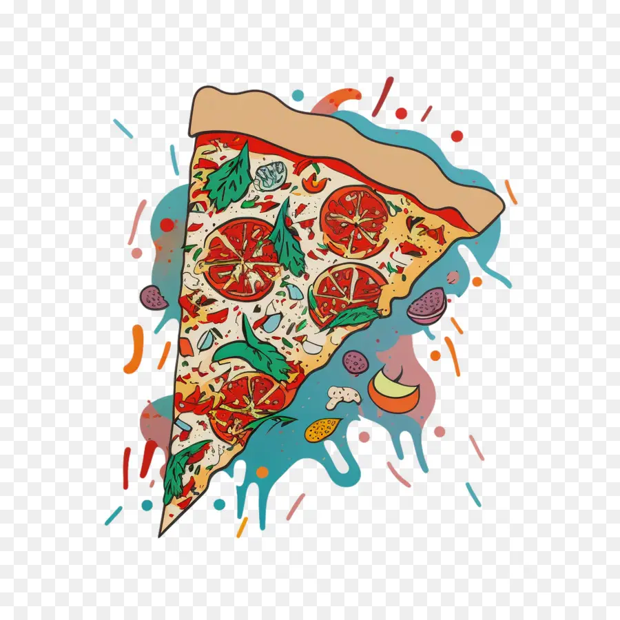 Colores De Los 90，Rebanada De Pizza PNG