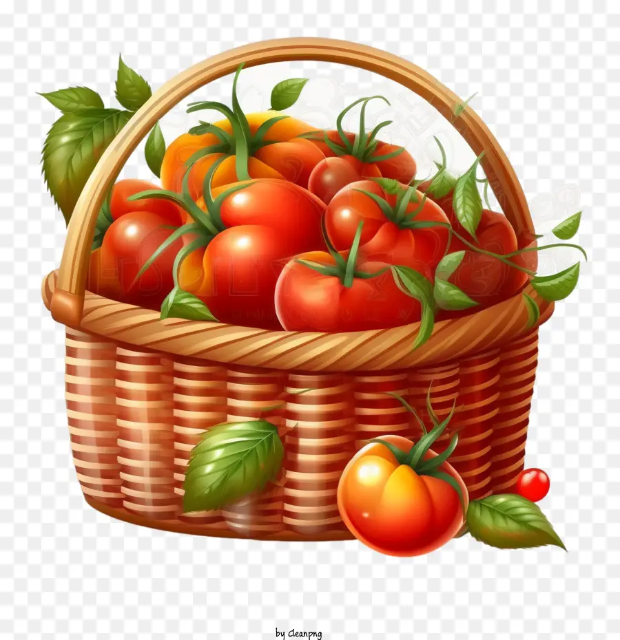 Tomates De Dibujos Animados，Cesta De Mimbre PNG