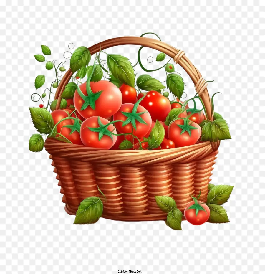 De Dibujos Animados De Los Tomates，Wicker Basket PNG